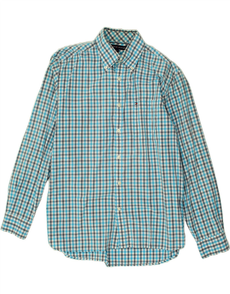 TOMMY HILFIGER Mens Shirt Medium Blue Gingham Cotton | Vintage Tommy Hilfiger | Thrift | Second-Hand Tommy Hilfiger | Used Clothing | Messina Hembry 