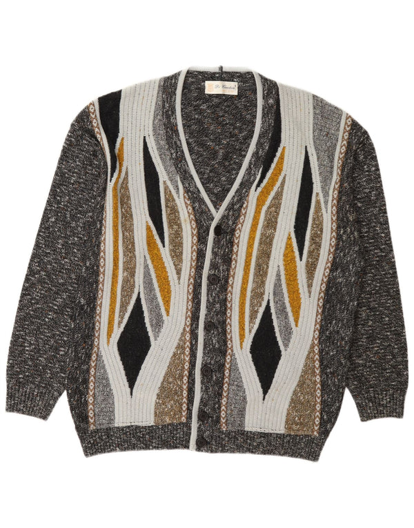 Di Candia Mens Cardigan Sweater IT 54 XL Grey Flecked Wool