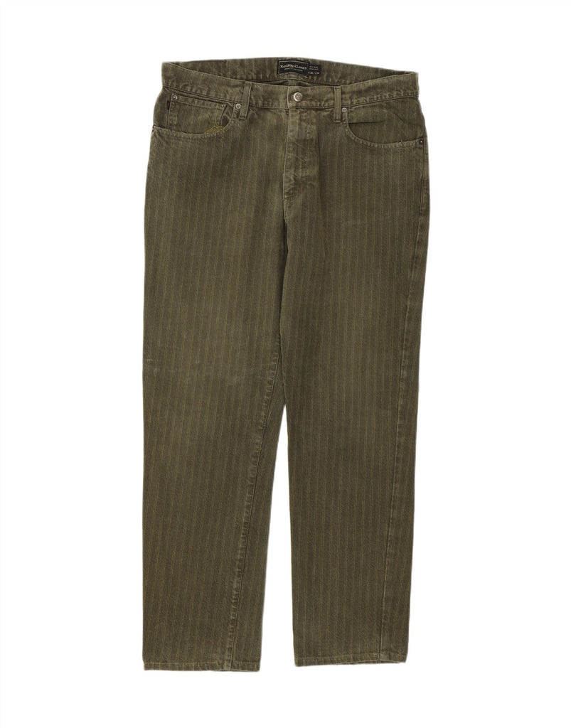 MARLBORO CLASSICS Mens Straight Jeans W36 L30 Green Striped Vintage Marlboro Classics and Second-Hand Marlboro Classics from Messina Hembry 
