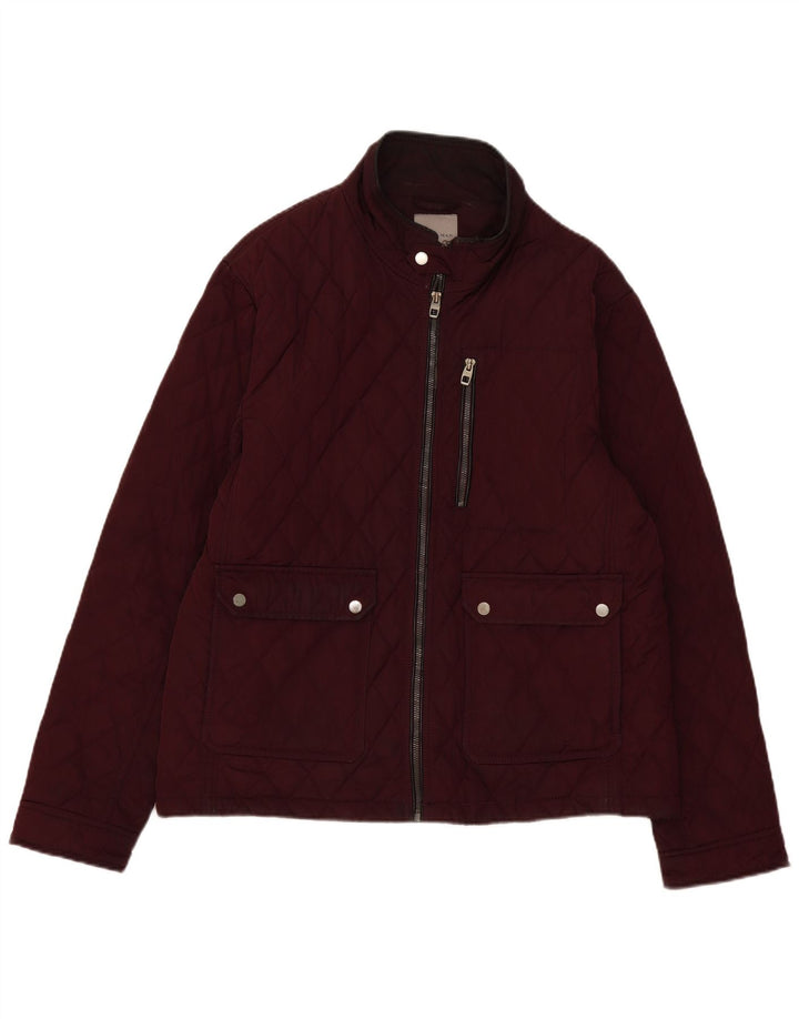 Zara Mens Quilted Jacket UK 44 2XL Burgundy