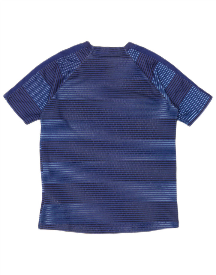 Nike Boys Dri Fit T-Shirt Top 10-11 Years Medium Blue Striped Polyester