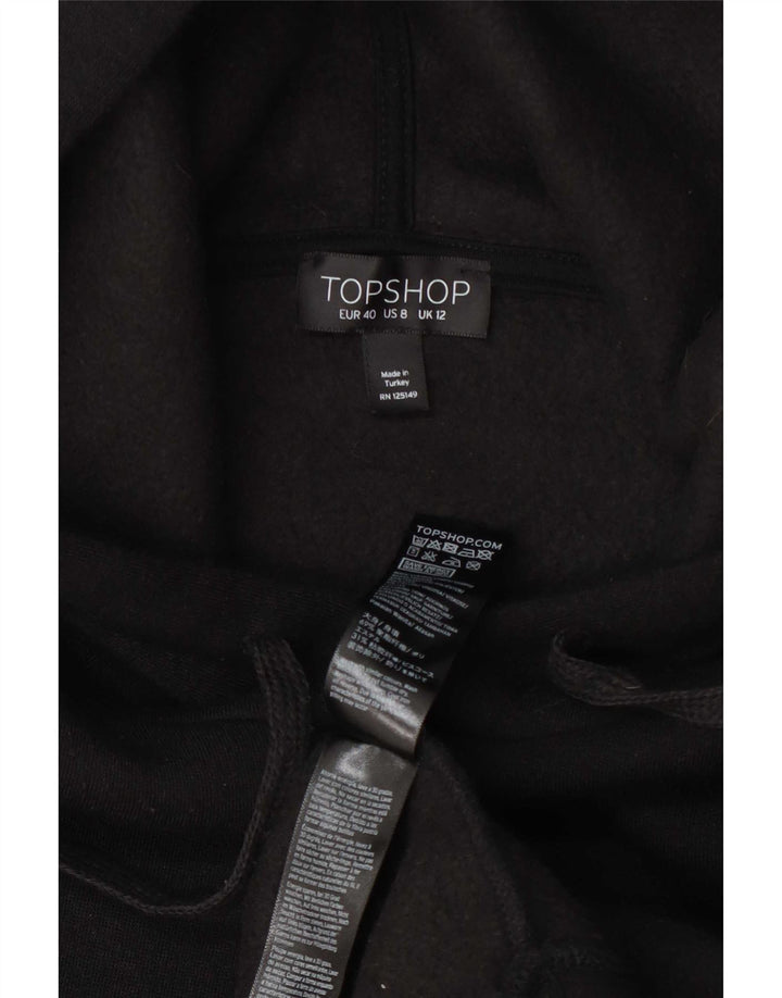 Topshop Womens Hoodie Jumper UK 12 Medium Black Polyester