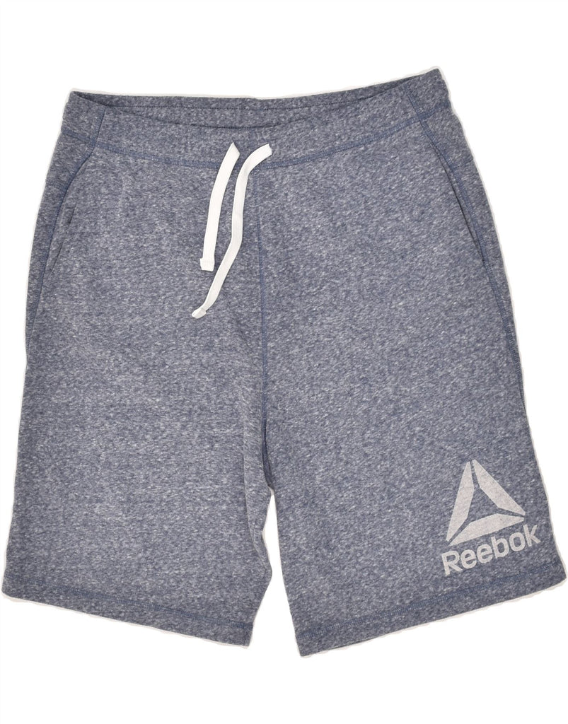 REEBOK Mens Graphic Sport Shorts Large Grey Flecked Cotton | Vintage Reebok | Thrift | Second-Hand Reebok | Used Clothing | Messina Hembry 