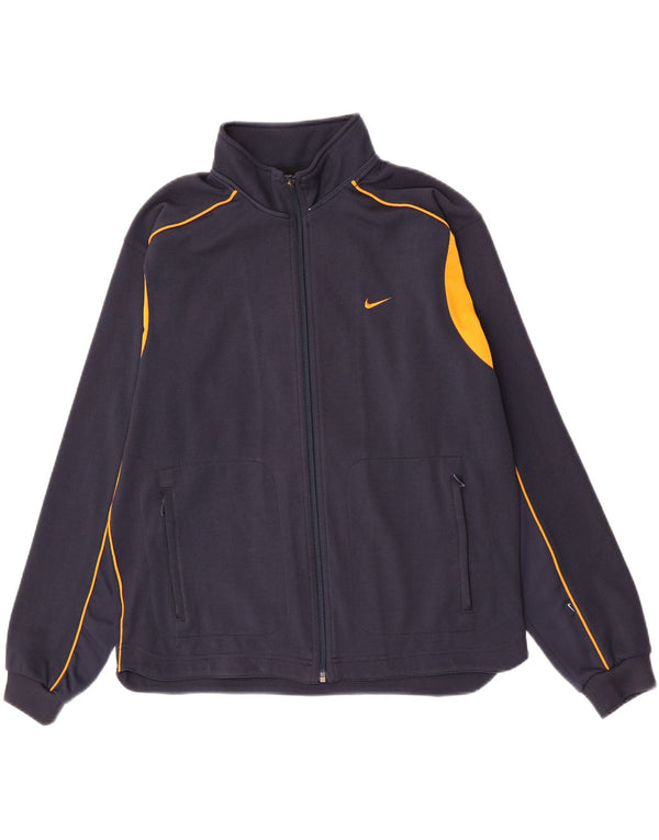 Nike Boys Tracksuit Top Jacket 13-14 Years XL Navy Blue Colourblock