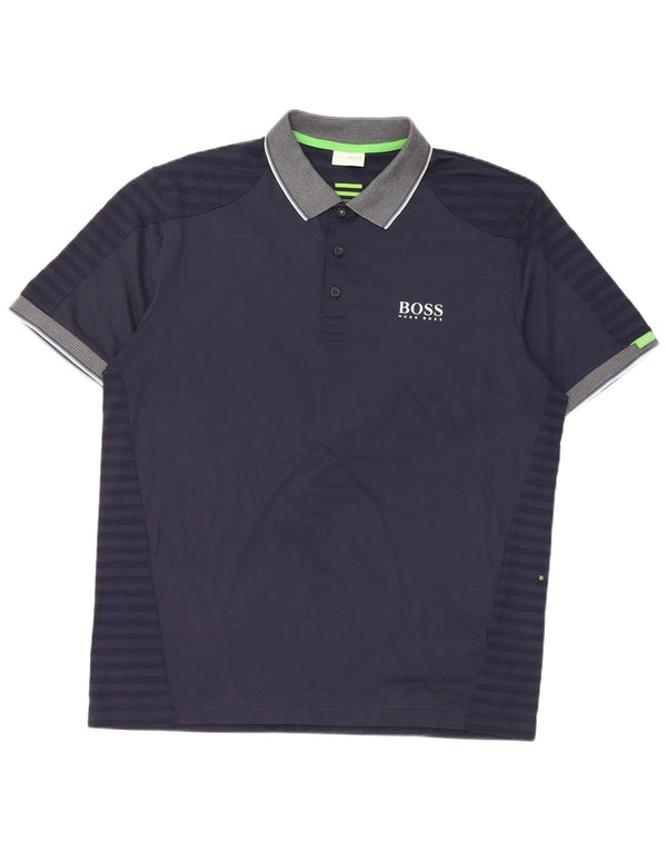 Hugo Boss Mens Martin Kaymer Polo Shirt XL Navy Blue Colourblock Cotton