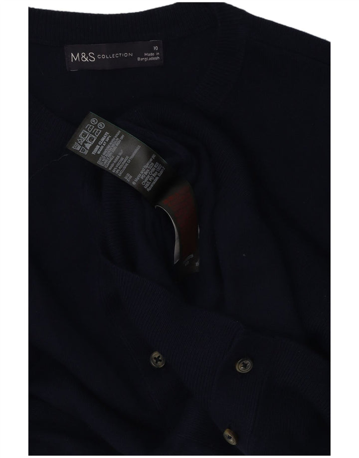 Marks & Spencer Womens Cardigan Sweater UK 10 Small Navy Blue Viscose