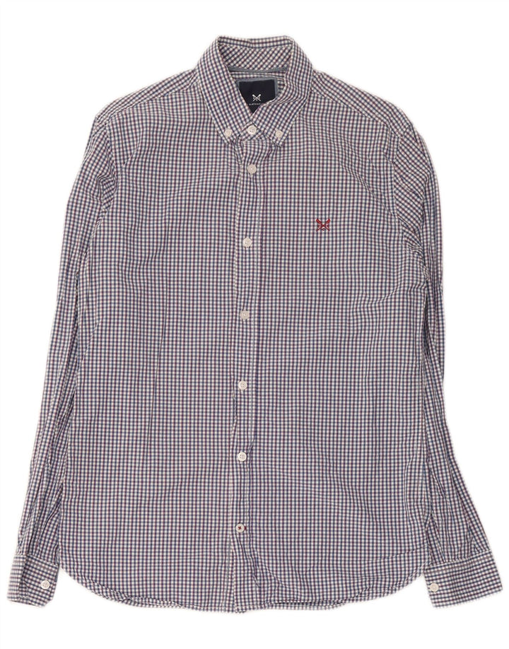 Crew Clothing Mens Slim Fit Shirt Small Navy Blue Gingham Cotton