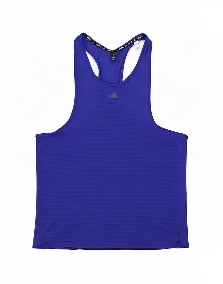 Adidas Mens Aeroready Vest Top Large Blue Pinstripe Polyester