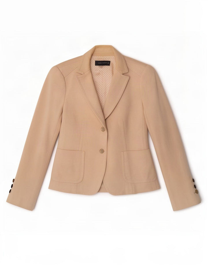 Zara Womens 2 Button Blazer Jacket UK 12 Medium Off White Cotton