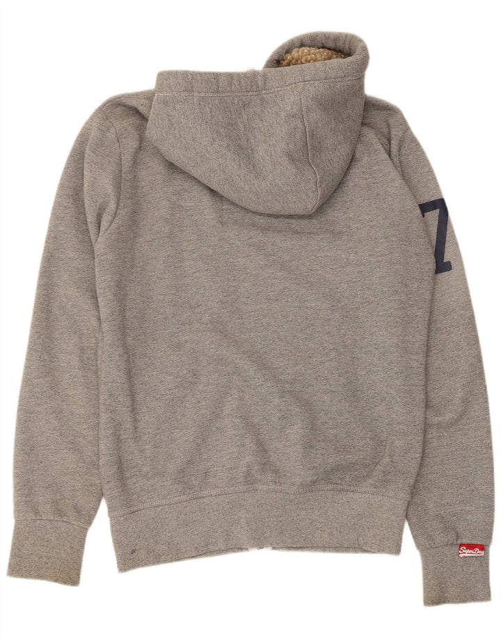 Superdry Mens Graphic Zip Hoodie Sweater Large Grey Cotton