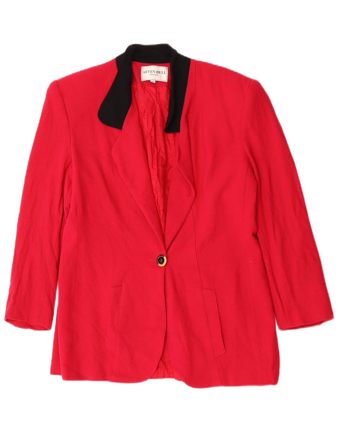 Alvin Bell Womens 1 Button Blazer Jacket UK 16 Large  Red Colourblock Wool
