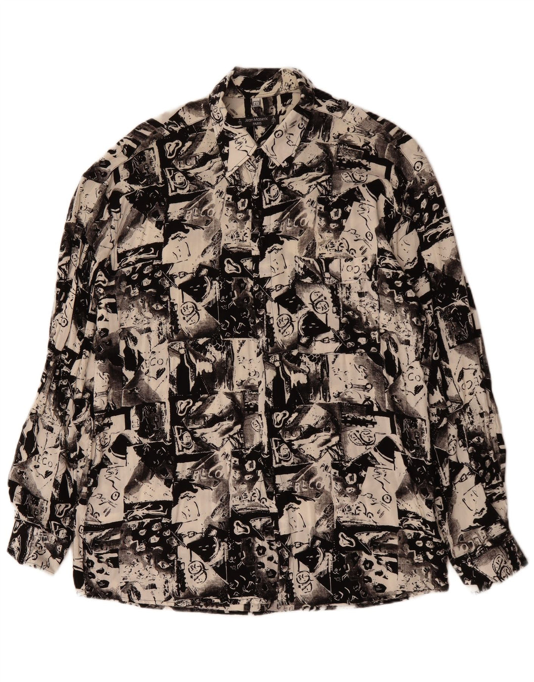 VINTAGE Mens Abstract Pattern Shirt Size 41 Large Black