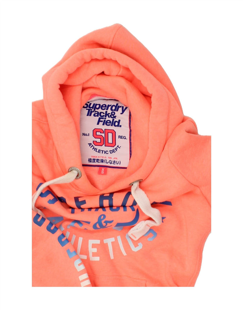 SUPERDRY Womens Graphic Hoodie Jumper UK 6 XS Orange Cotton | Vintage Superdry | Thrift | Second-Hand Superdry | Used Clothing | Messina Hembry 