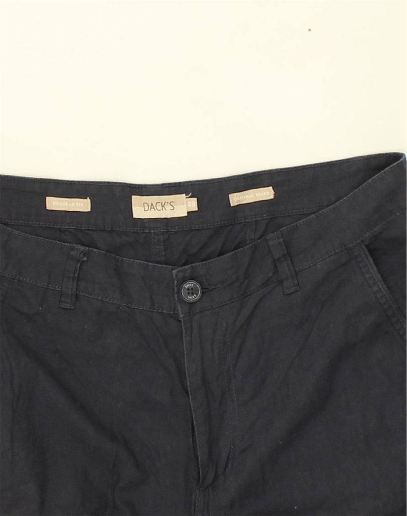 DACK'S Womens Regular Fit Chino Shorts IT 48 XL W36 Navy Blue Linen | Vintage Dack's | Thrift | Second-Hand Dack's | Used Clothing | Messina Hembry 