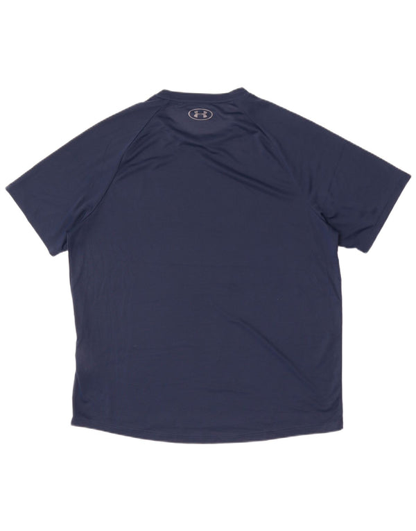 Under Armour Mens T-Shirt Top Large Navy Blue Polyester