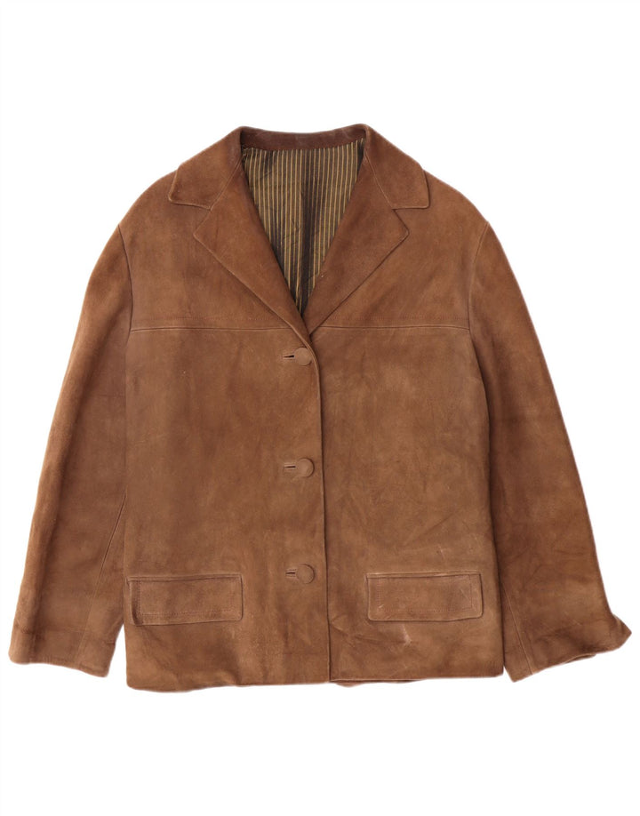 Vintage Womens Suede Jacket UK 12 Medium Brown