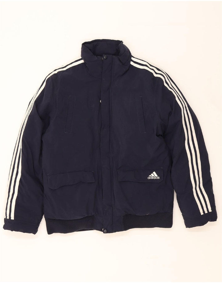 ADIDAS Boys Padded Jacket 13-14 Years Navy Blue Polyester Vintage Adidas and Second-Hand Adidas from Messina Hembry 