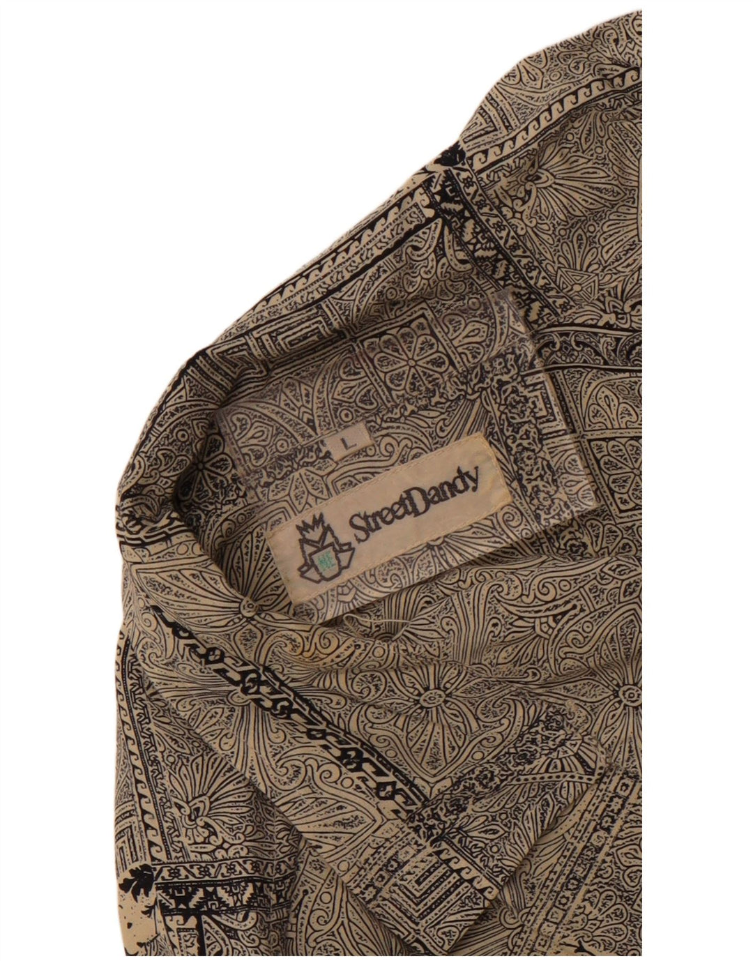 Vintage Mens Short Sleeve Shirt Large Grey Paisley