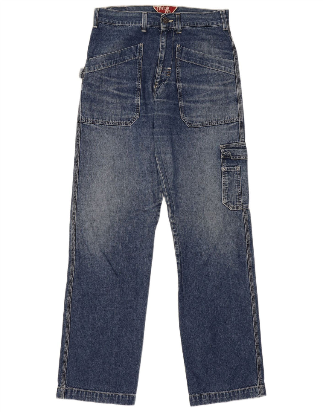 Meltin' Pot Mens Cargo Straight Jeans W31 L31 Blue Cotton
