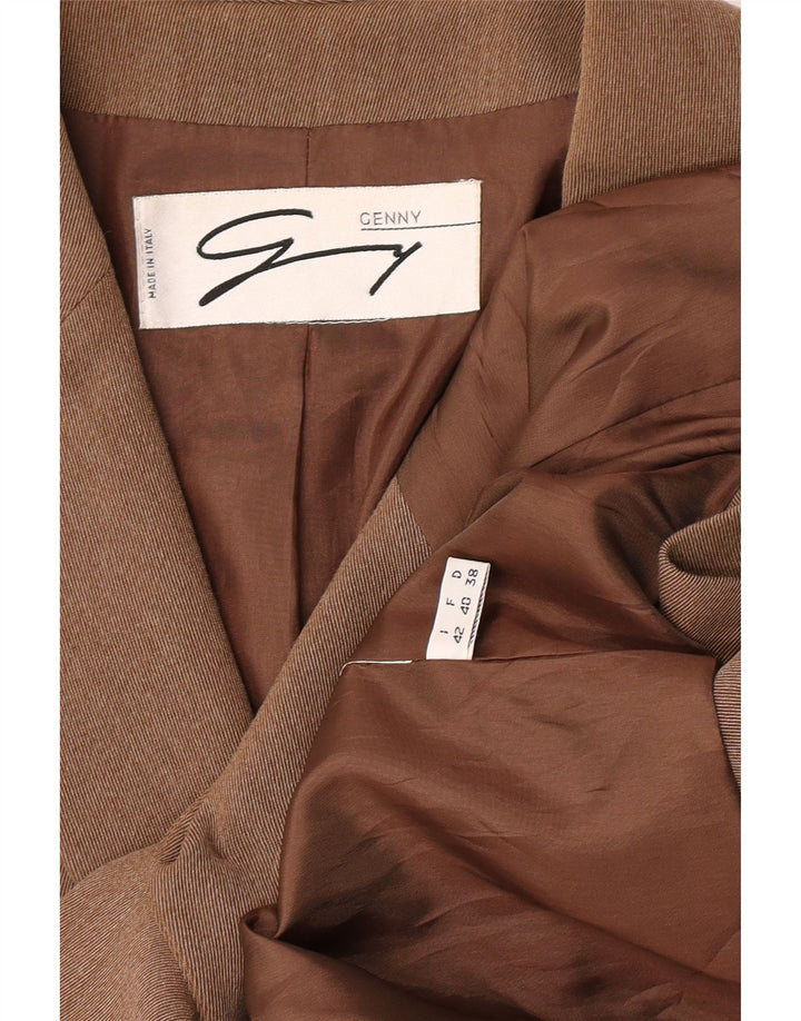 Genny Womens 3 Button Blazer Jacket IT 42 Medium Brown