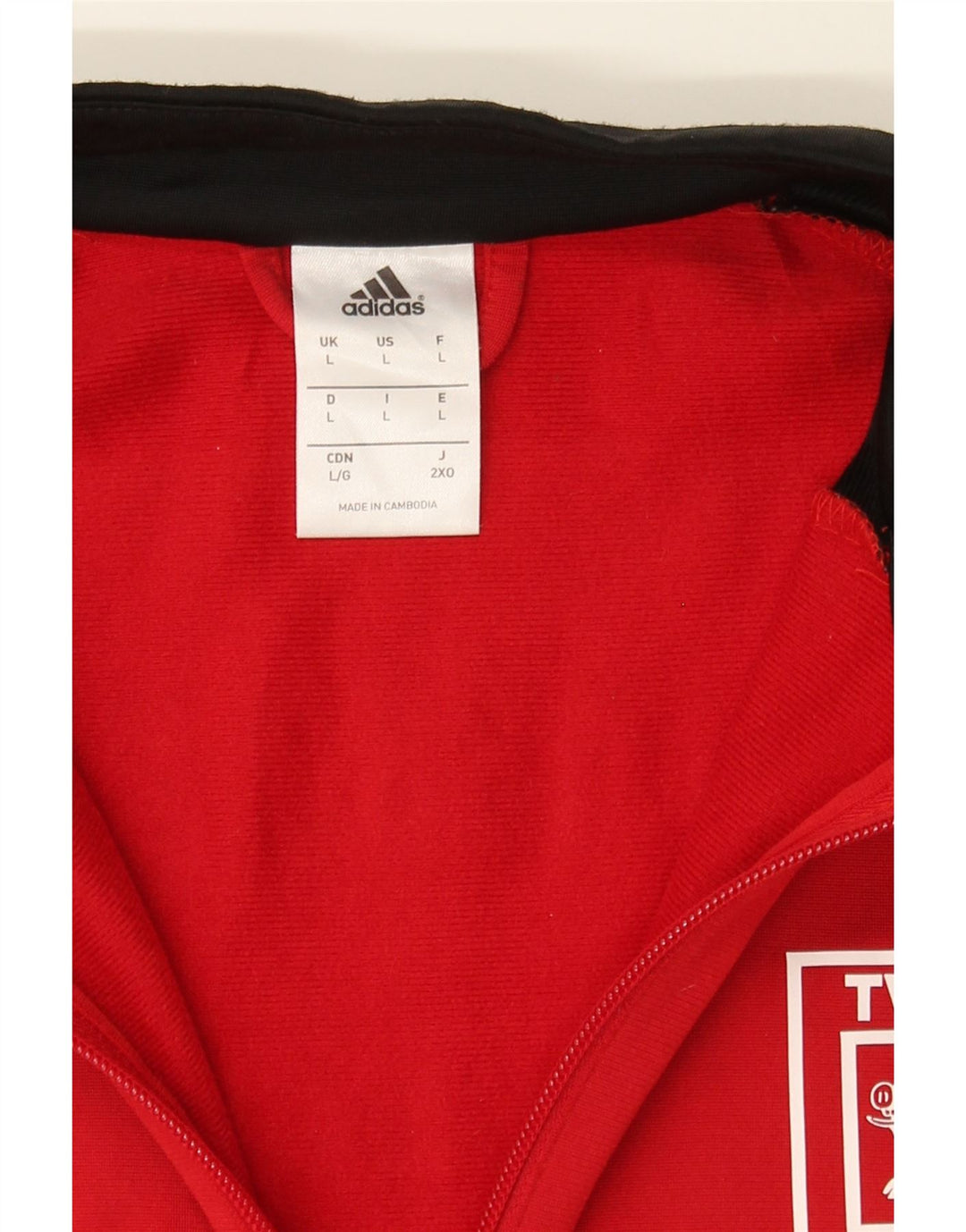 ADIDAS Mens Graphic Tracksuit Top Jacket Large Red Colourblock Polyester Vintage Adidas and Second-Hand Adidas from Messina Hembry 