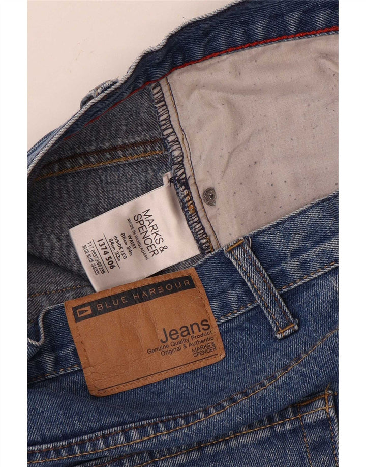 Marks & Spencer Mens Blue Harbour Straight Jeans W34 L33 Cotton
