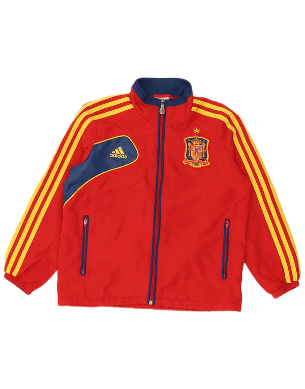 Adidas Boys Espana Graphic Tracksuit Top Jacket 7-8 Years Red Colourblock