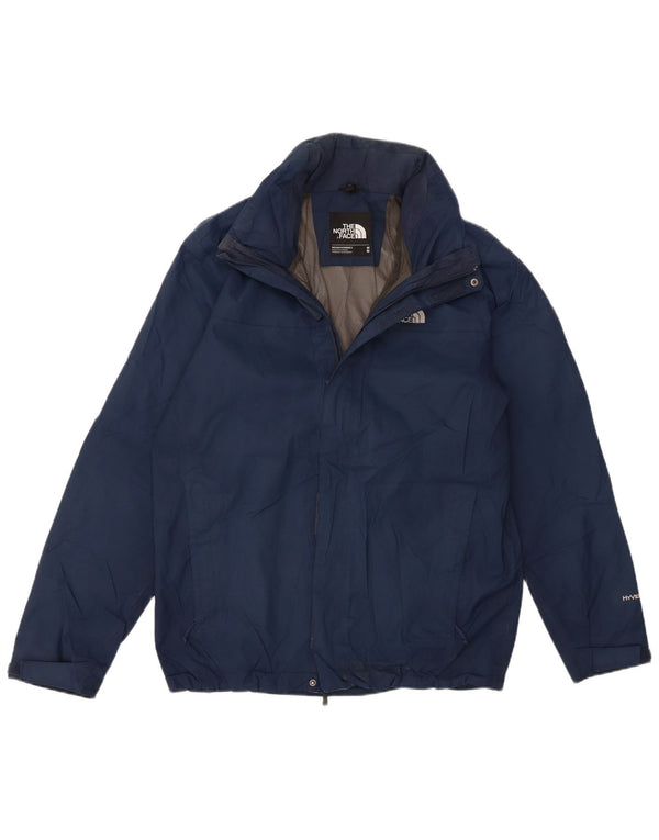 The North Face Mens Hyvent Hooded Rain Jacket UK 38 Medium Navy Blue