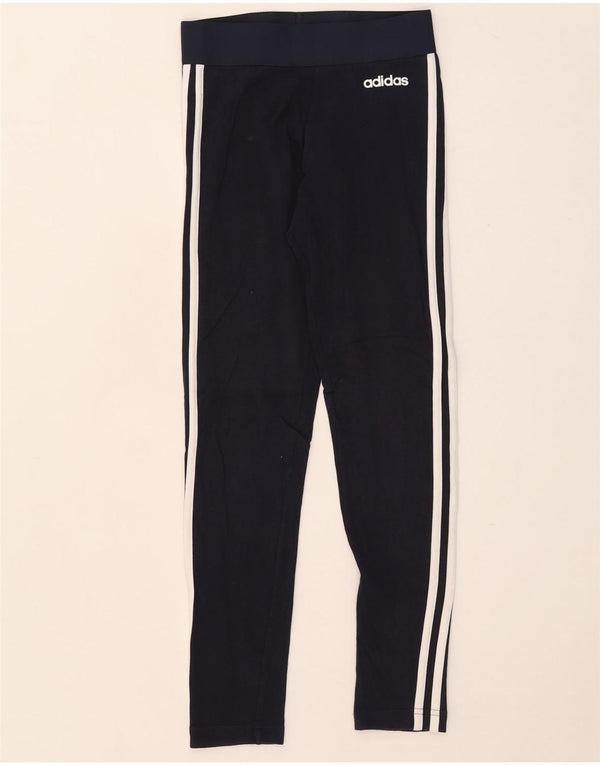 Adidas Womens Leggings UK 4/6 XS Navy Blue Cotton