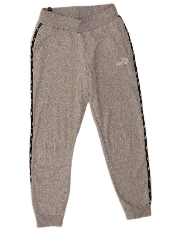 Puma Mens Graphic Tracksuit Trousers Joggers Small  Grey Flecked Cotton