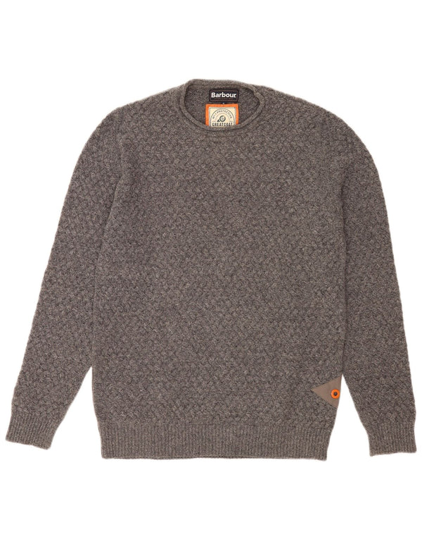 Barbour Mens Crew Neck Jumper Sweater Small Grey Wool