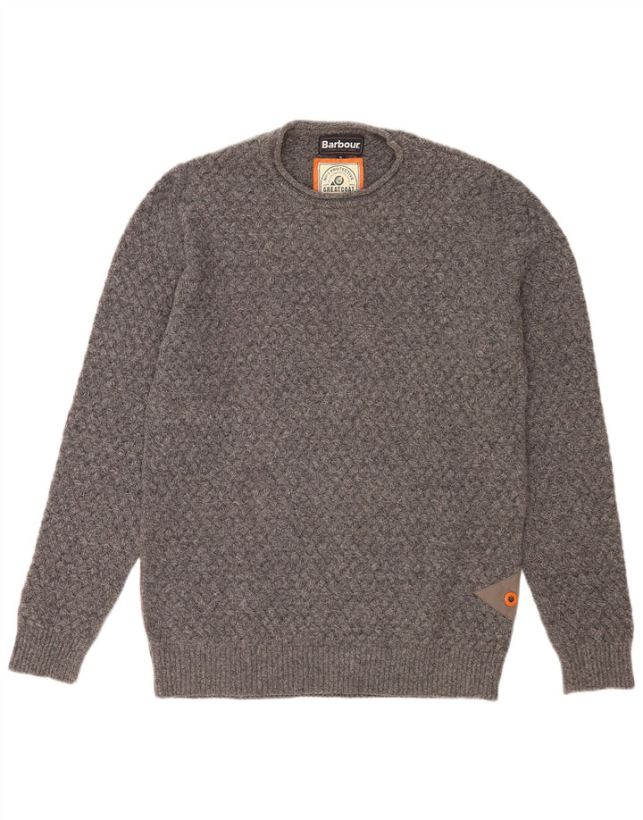 Barbour Mens Crew Neck Jumper Sweater Small Grey Wool