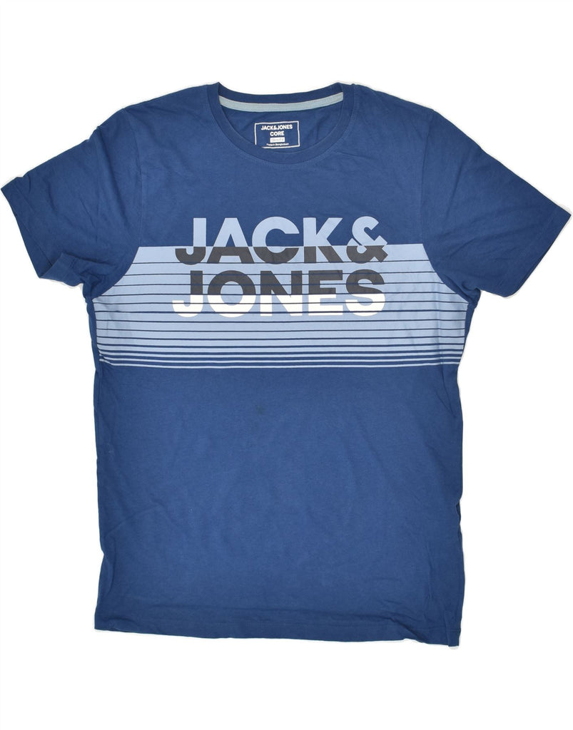 JACK & JONES Mens Slim Fit Graphic T-Shirt Top Medium Blue Cotton | Vintage Jack & Jones | Thrift | Second-Hand Jack & Jones | Used Clothing | Messina Hembry 