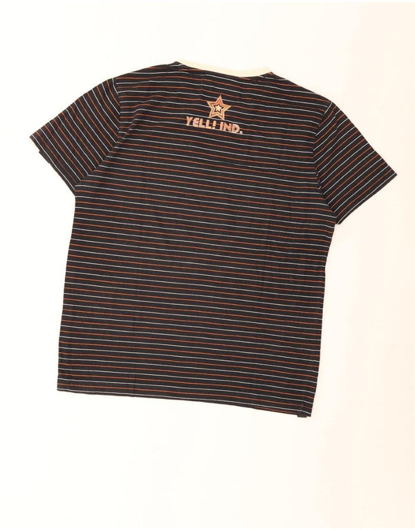 Yell! Womens Graphic T-Shirt Top UK 16 Large Navy Blue Striped Cotton