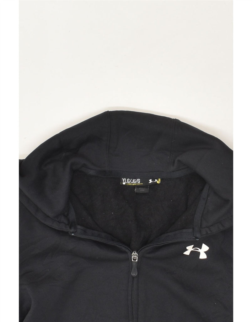 UNDER ARMOUR Boys Zip Hoodie Sweater 11-12 Years Large Black Polyester | Vintage Under Armour | Thrift | Second-Hand Under Armour | Used Clothing | Messina Hembry 