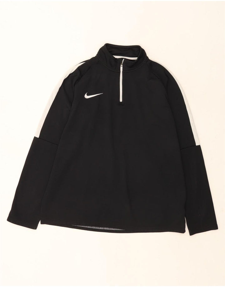 Nike Mens Zip Neck Pullover Tracksuit Top Large Black Colourblock Polyester