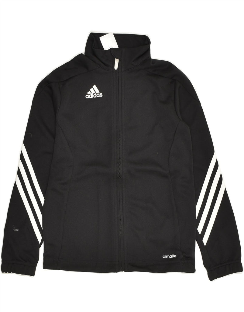 ADIDAS Girls Climalite Tracksuit Top Jacket 7-8 Years Black Polyester | Vintage Adidas | Thrift | Second-Hand Adidas | Used Clothing | Messina Hembry 