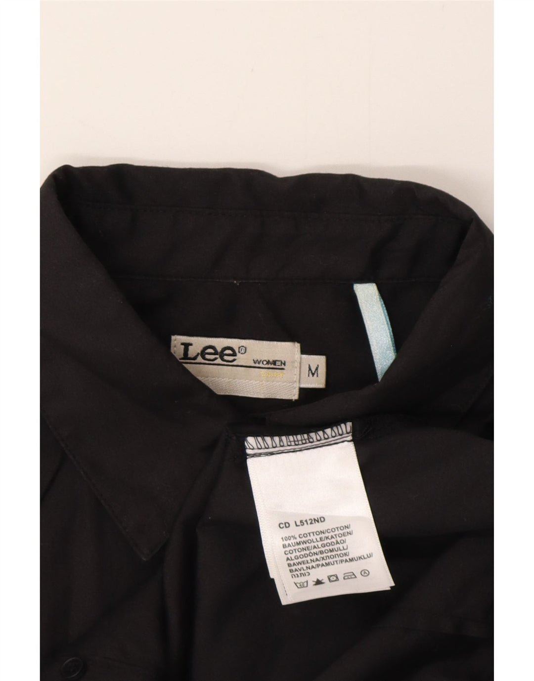 Lee Womens Short Sleeve Shirt UK 14 Medium Black Cotton