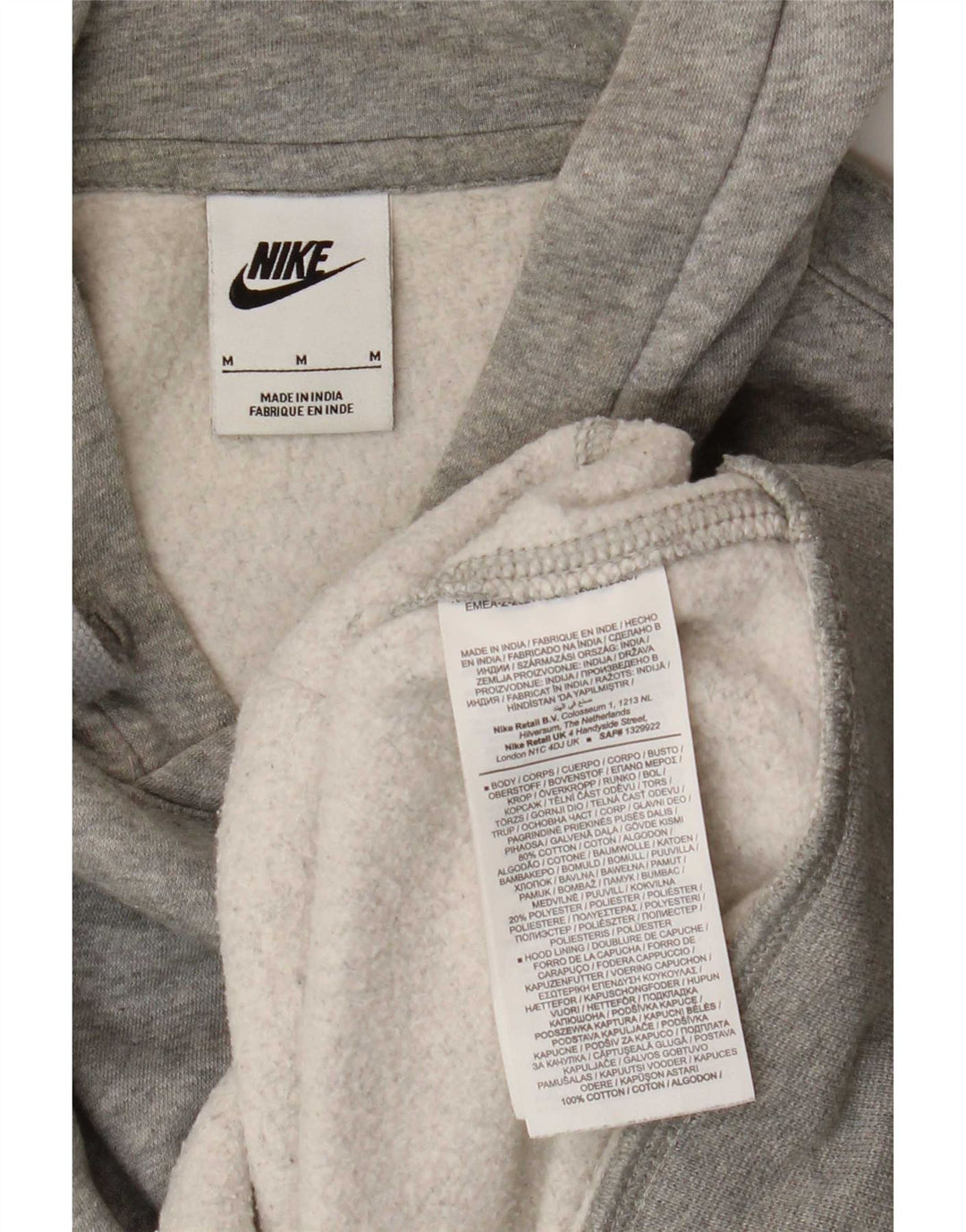 Nike Mens Hoodie Jumper Medium Grey Flecked Cotton