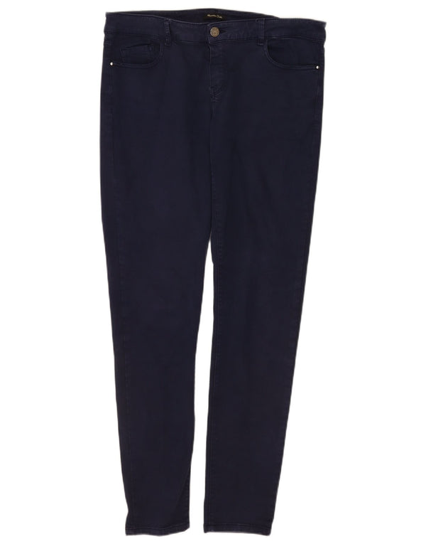 Massimo Dutti Womens Skinny Casual Trousers EU 42 Large W32 L30 Navy Blue