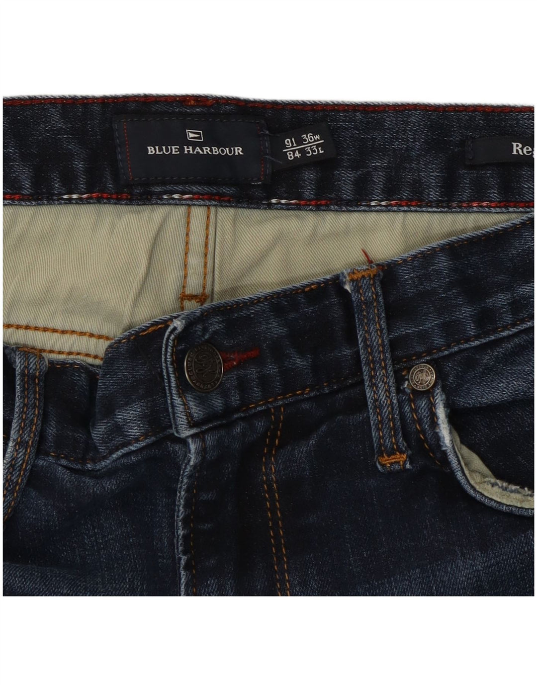 Marks & Spencer Womens Blue Harbour Straight Jeans W36 L31 Navy Blue Cotton