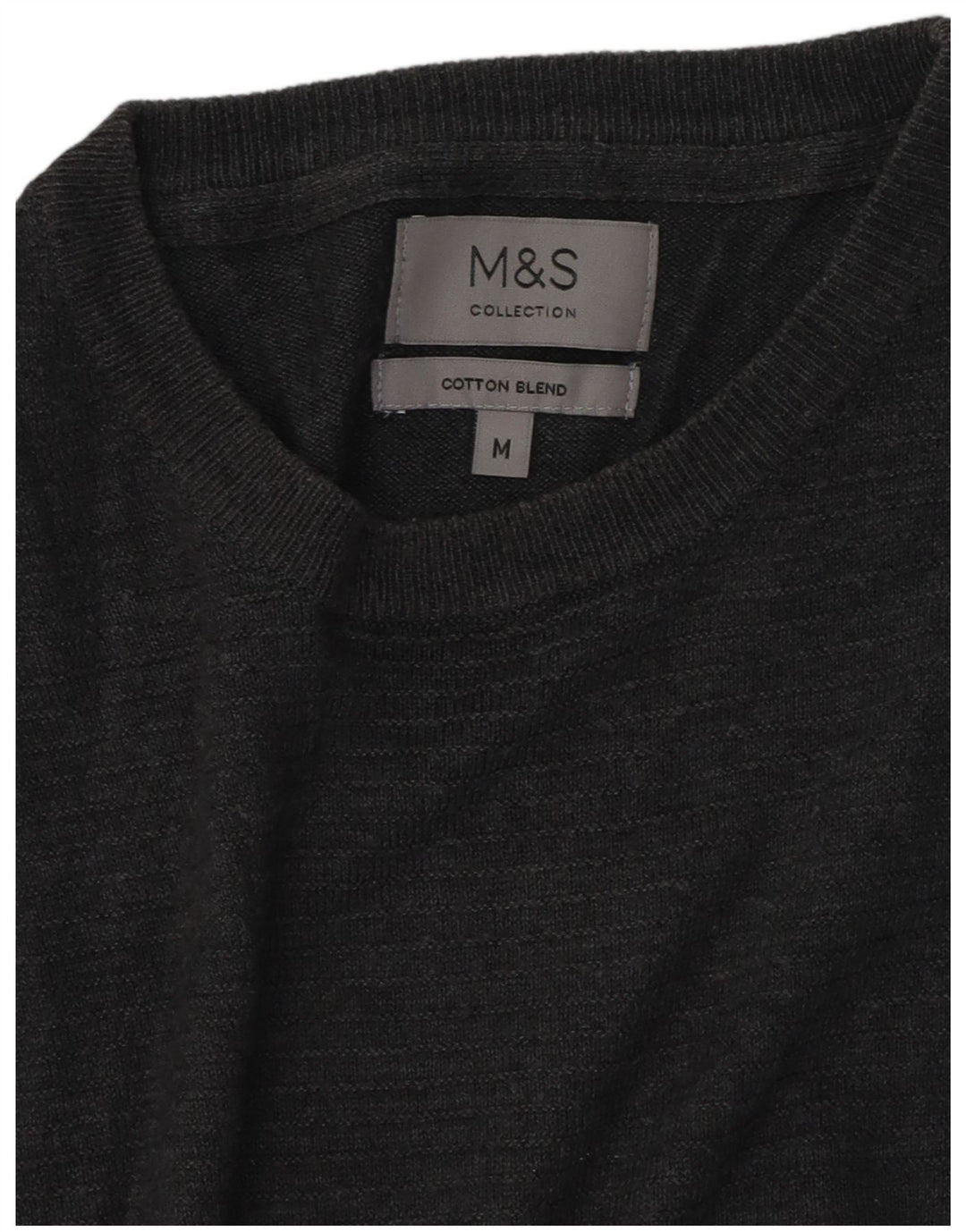 Marks & Spencer Mens Crew Neck Jumper Sweater Medium Grey Cotton
