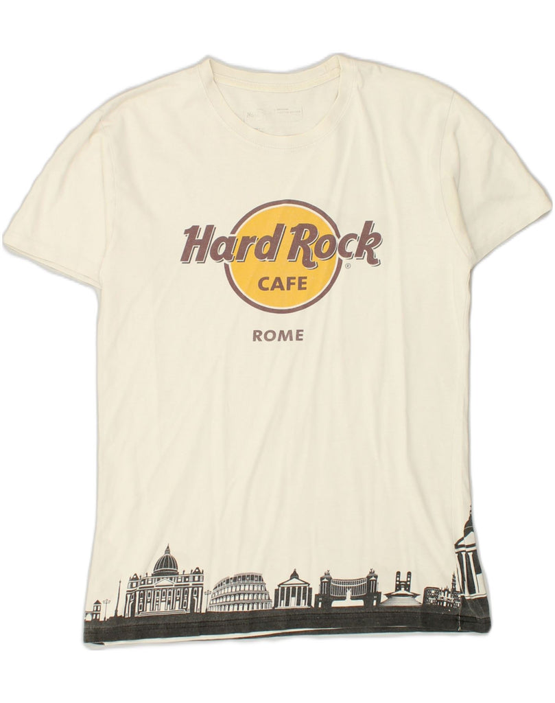 HARD ROCK CAFE Mens Rome Graphic T-Shirt Top Medium Off White Cotton | Vintage Hard Rock Cafe | Thrift | Second-Hand Hard Rock Cafe | Used Clothing | Messina Hembry 