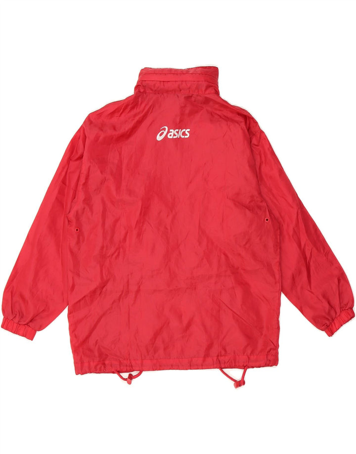 ASICS Boys Graphic Hooded Rain Jacket 9-10 Years Red Polyester Vintage Asics and Second-Hand Asics from Messina Hembry 