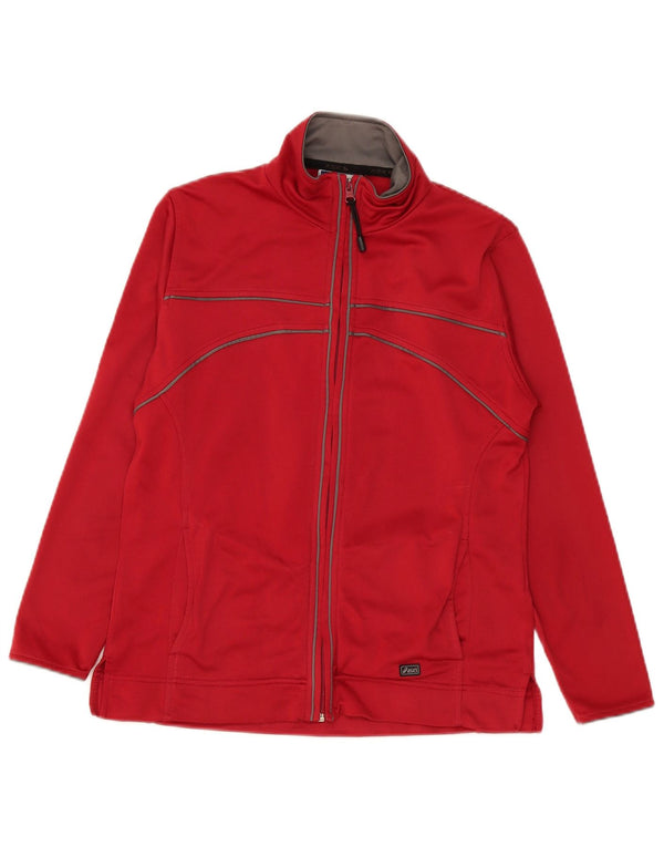 Asics Womens Regular Fit Tracksuit Top Jacket UK 16 Large Red Polyester