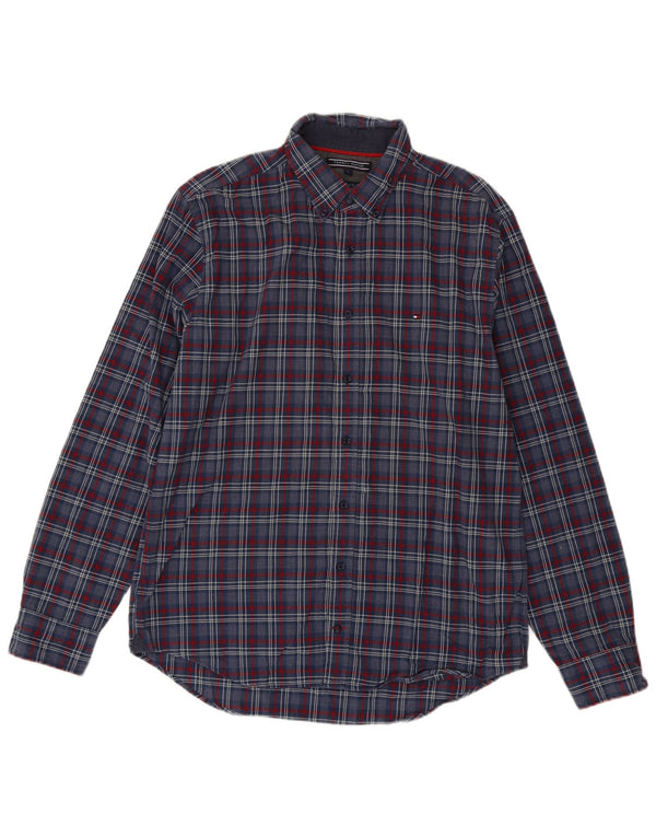 Tommy Hilfiger Mens New York Fit Shirt Large Blue Check Cotton