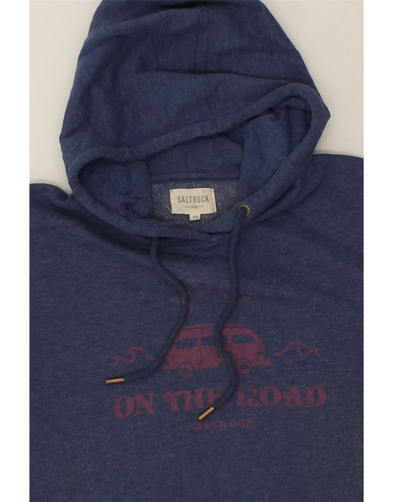 SALTROCK Womens Graphic Hoodie Jumper UK 18 XL Navy Blue Cotton | Vintage Saltrock | Thrift | Second-Hand Saltrock | Used Clothing | Messina Hembry 