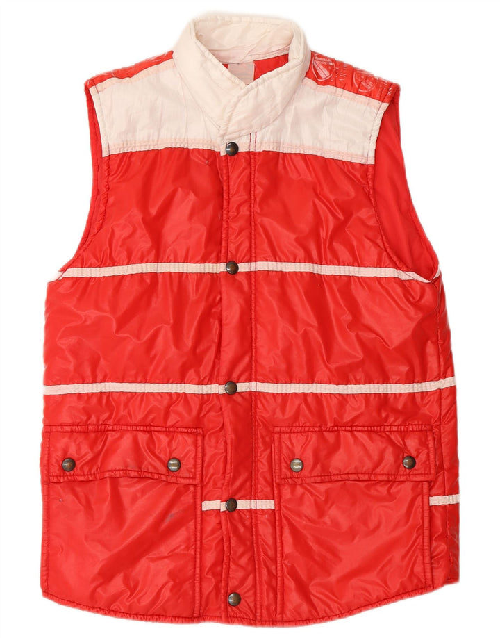 Vintage Mens Padded Gilet UK 36 Small Red Colourblock Polyamide