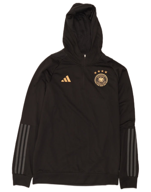 Adidas Mens Deutscher Fussball Bund Zip Neck Hoodie Jumper Medium Black