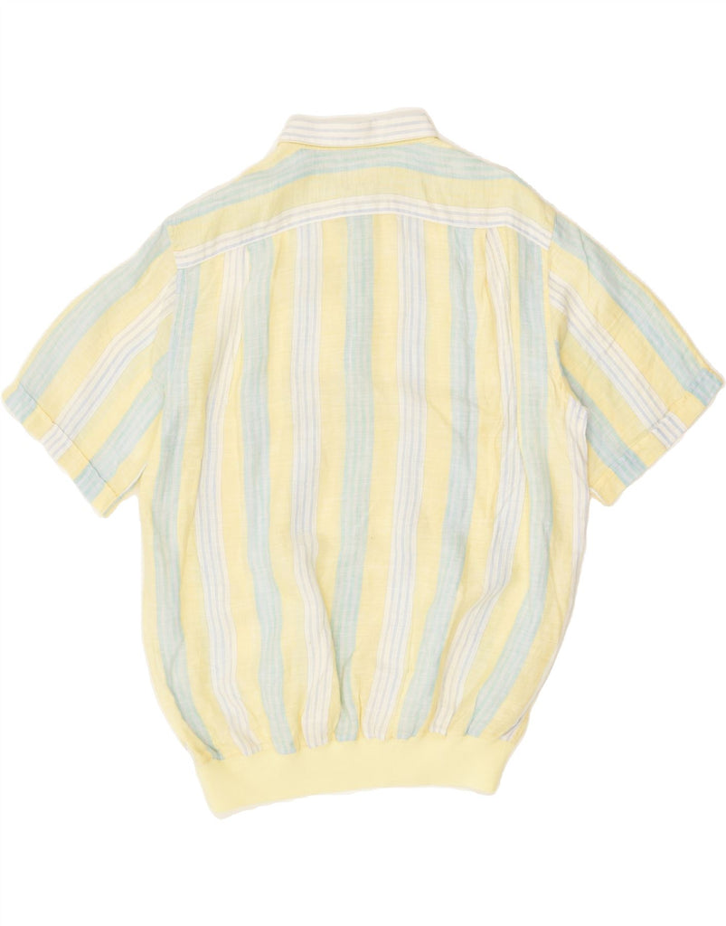 VINTAGE Womens Short Sleeve Shirt Blouse UK 16 Large  Yellow Striped Linen | Vintage Vintage | Thrift | Second-Hand Vintage | Used Clothing | Messina Hembry 